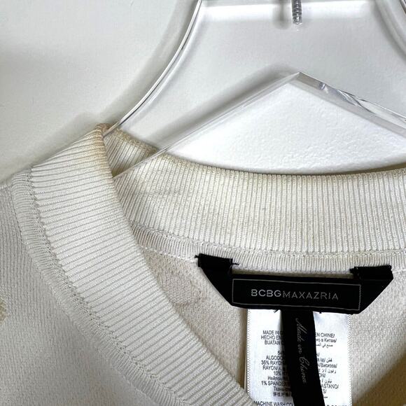 BCBGMAXAZRIA Leesa Jacquard Polka Dot Knit Bomber Jacket FLAW White Ivory XS - Picture 6 of 9